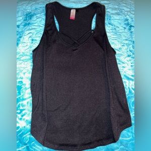 Black cross strapped front tank top
